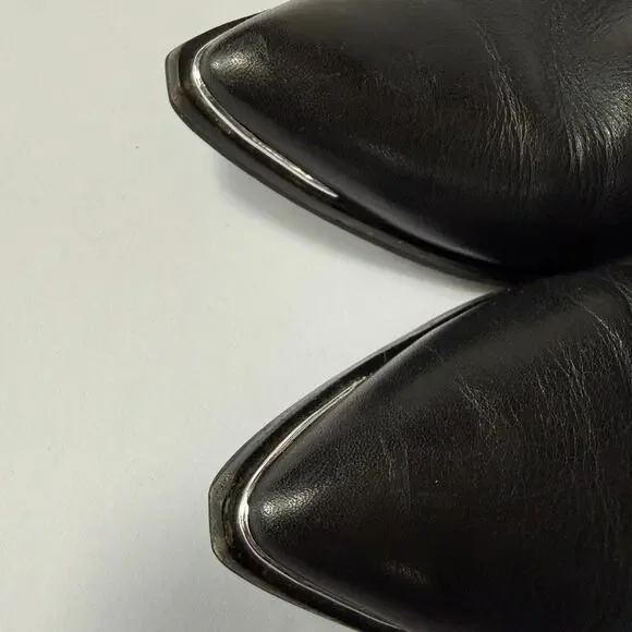 MARC FISHER LTD Black Leather Studded Ankle Boot 9.5 - Picture 9 of 16